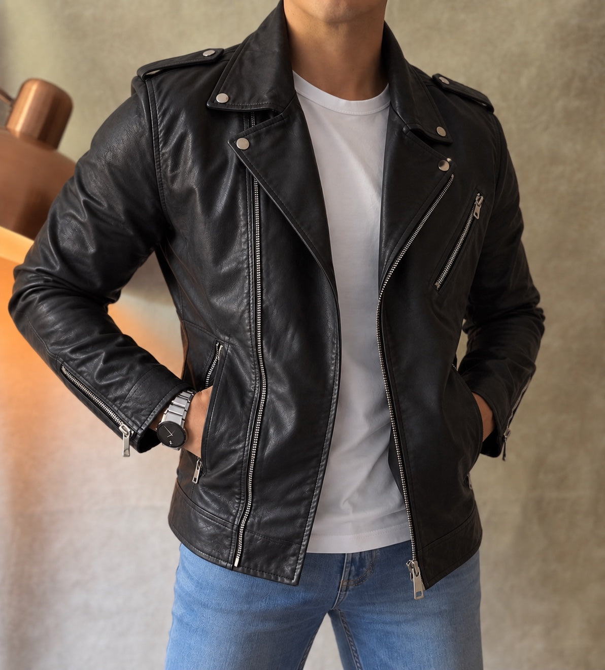 Chaqueta biker negra Ramonera de ecocuero